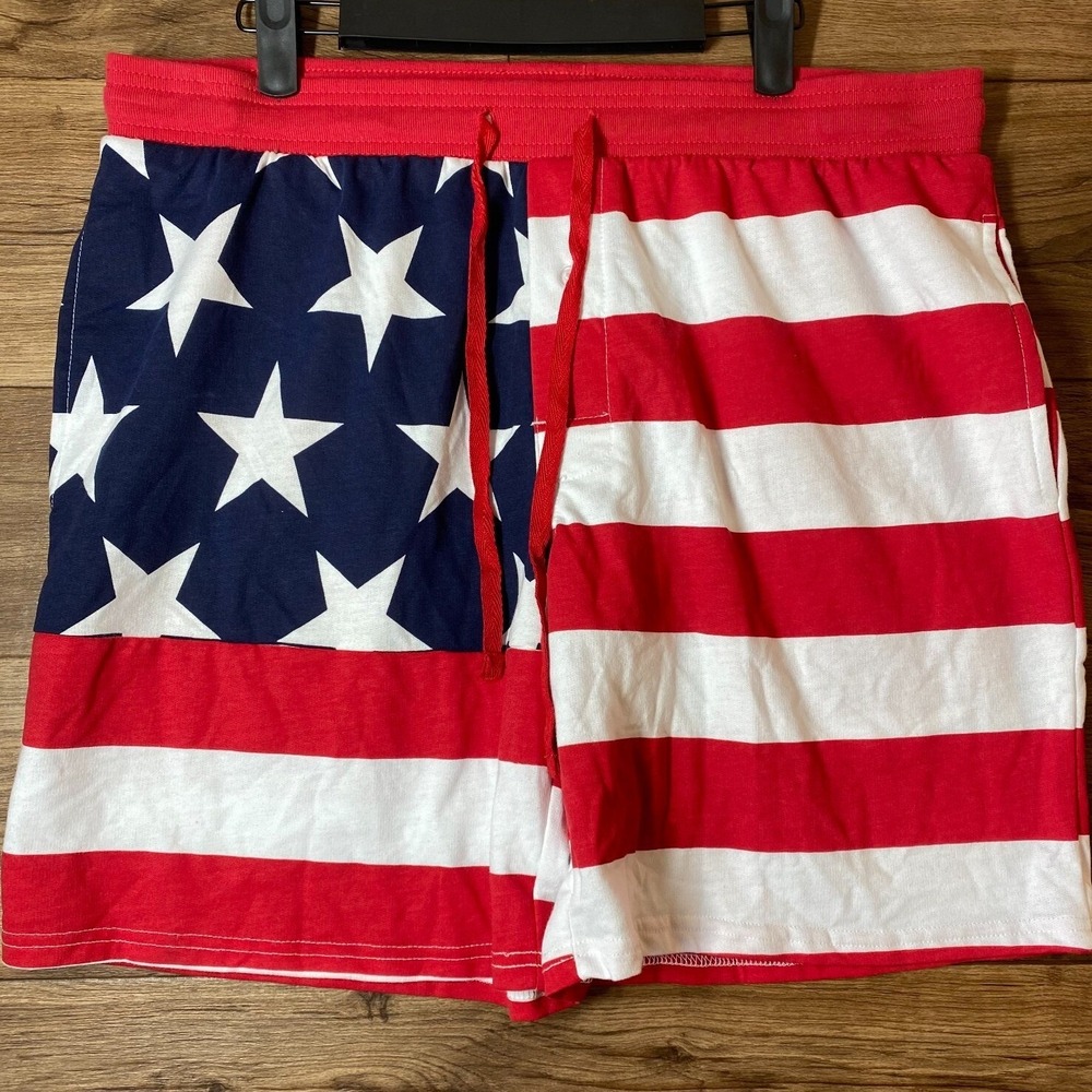 Under Disguise Shorts Men L American Flag Stars Stripes Drawstring Patriotic